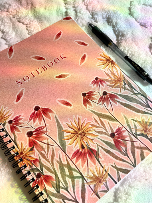 Fall Floral Spiral Lined Notebook